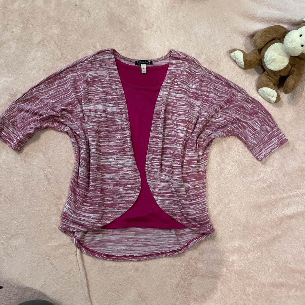 Pink Striped Cardigan with Inner Top